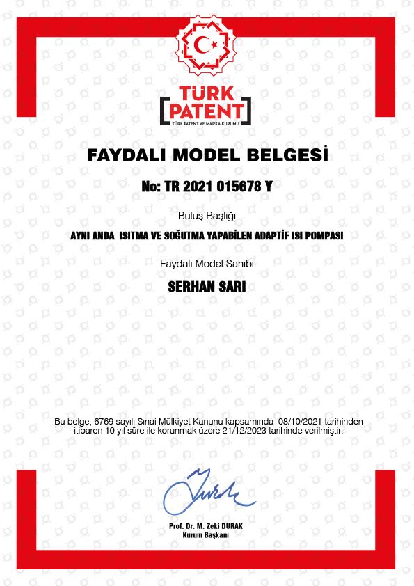 ADAPTİF ISI POMPASI FAYDALI MODEL BELGESİ