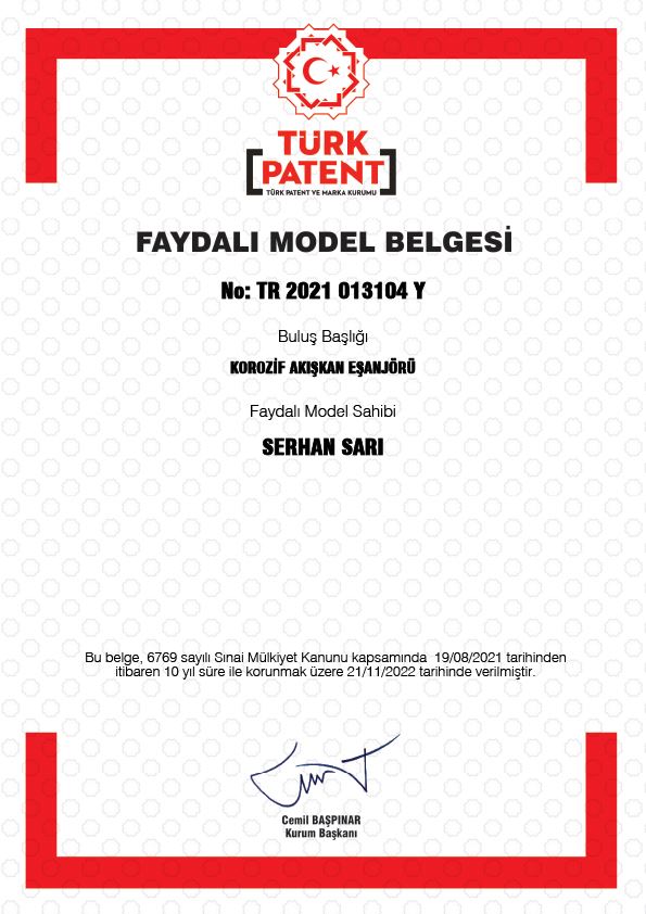 KOROZİF AKIŞKAN FAYDALI MODEL BELGESİ